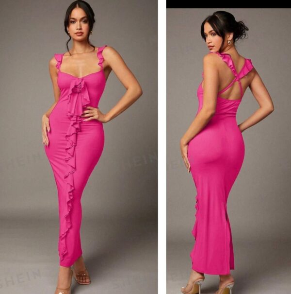 Shein cami  criss cross back midi dress in pink 12-14