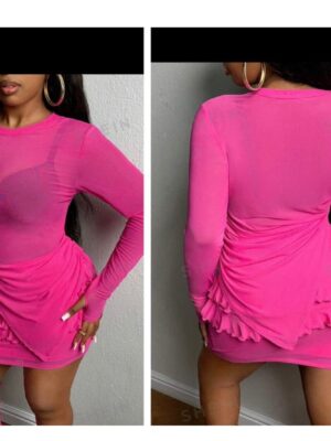 Shein mesh skirt set in pink 16