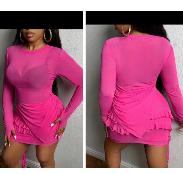 Shein mesh skirt set in pink 16