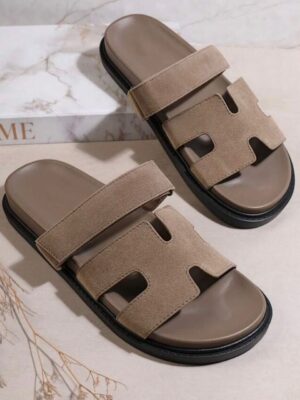 Shein Hermes style slide flat slippers in  nude