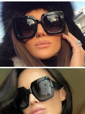Shein oversized square frame sunglasses in black