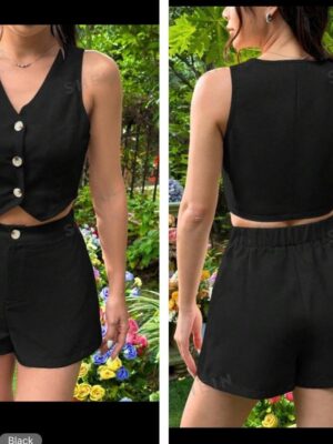 Shein  waist coat short set in black 12/14