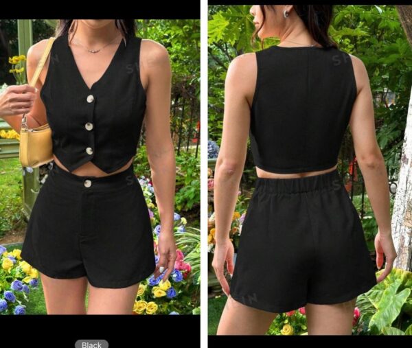 Shein  waist coat short set in black 12/14