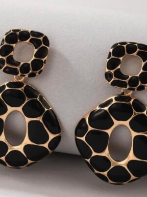 Shein  black/gold detail drop earrings