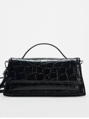 Zara flap croc  bag in black