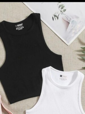 Shein ribbed tank top in black 12/14