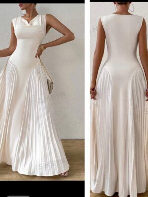 Shein tank cowl neck two sides pleated dress in cream  12/14