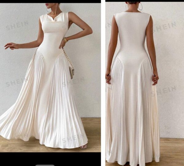 Shein tank cowl neck two sides pleated dress in cream  12/14