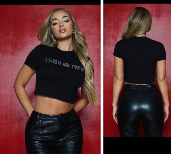 Shein trick & treat Glitter Tshirt in black 12/14