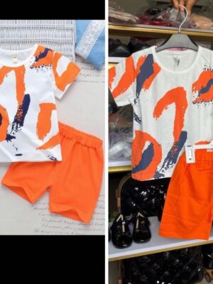 shein two piece boys set in orange k