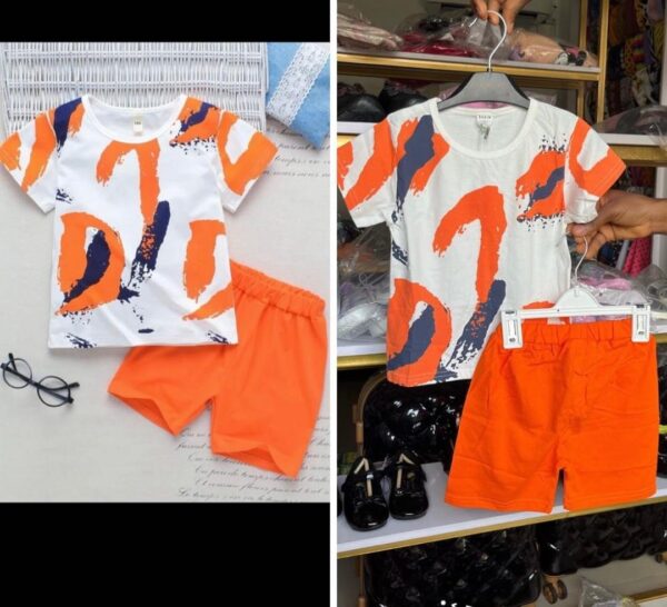 shein two piece boys set in orange k