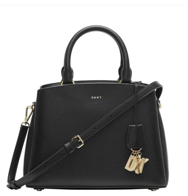 Dkny paige medium solid satchel bag in black