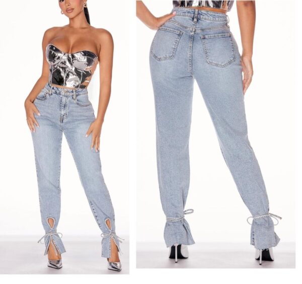 Fashionnova denim tied up straight leg jeans 9