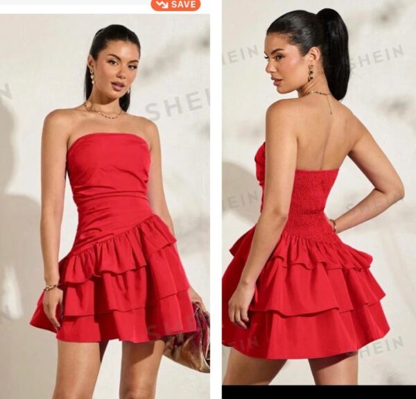 Shein tube ruffle dress in red 12/14