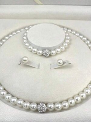 Shein pearl earring necklace & bangle set