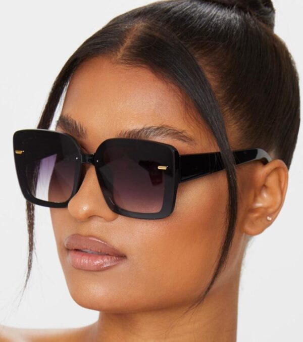 Plt oversized square bestseller sunglasses  in black with gold stud details