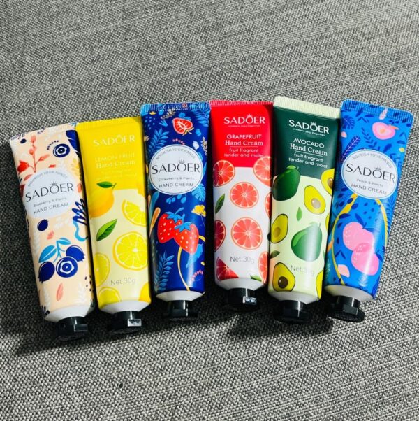 Sadoer hand cream ( lemon avocado
Grape fruit
Peach/plants blueberry/plants
 Strawberry/plants