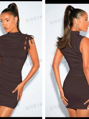 Shein sexy tank mock dress in brown 12/14