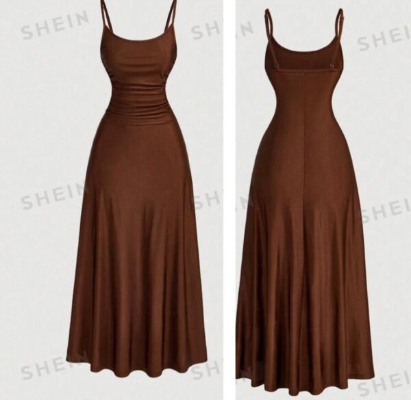Shein cami shapey flare midi dress in brown 12/14