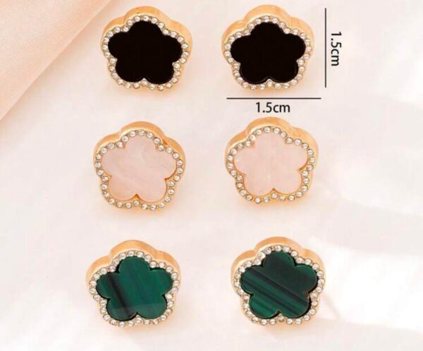 Shein 3pcs earring set in green white & black