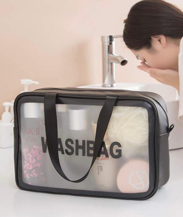 Shein transparent wash bag in black (L)