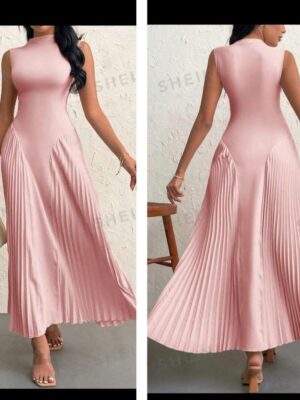 Shein tank  solid mock two side pleated dress in baby pink 12/14