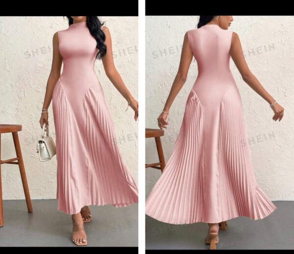 Shein tank  solid mock two side pleated dress in baby pink 12/14