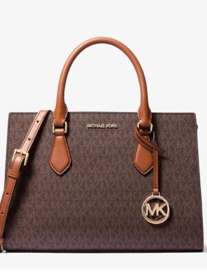 Michael kors sheila medium logo satchel bag in brown