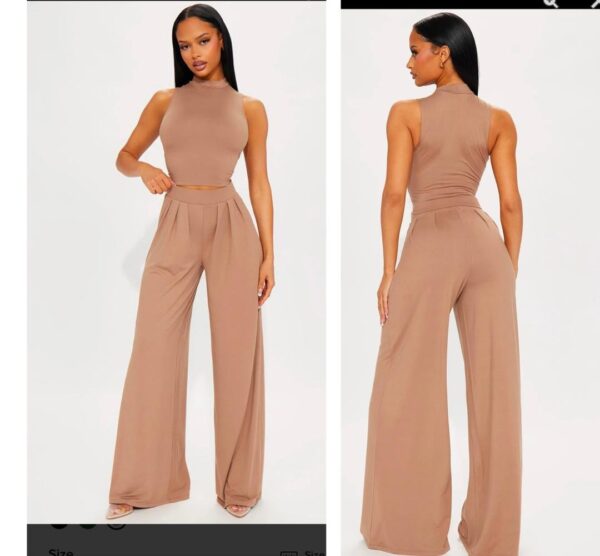 Fashionnova tank endless moment pant set in nude/brown L