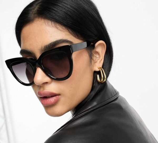 Asos chunky flare cat eye sunglasses in black
