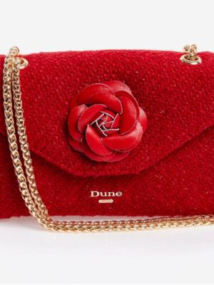 Dune red rose flap design shoulder bag