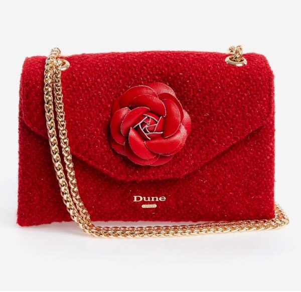 Dune red rose flap design shoulder bag