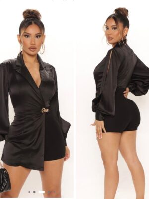 Fashionnova i’m in charge blazer romper playsuit in black L