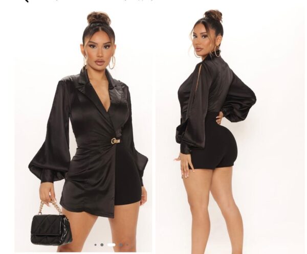 Fashionnova i’m in charge blazer romper playsuit in black L