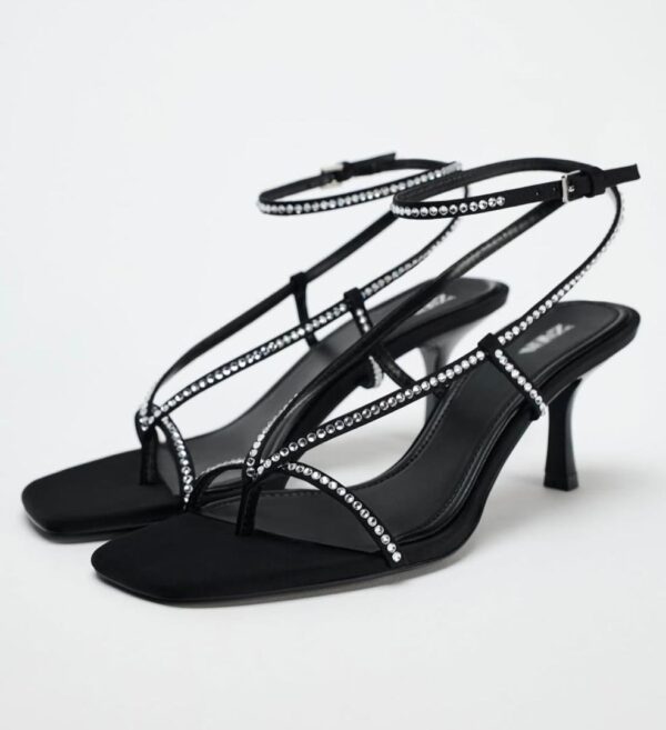 Zara sparkly heeled sling back style sandals in  glitter black 41