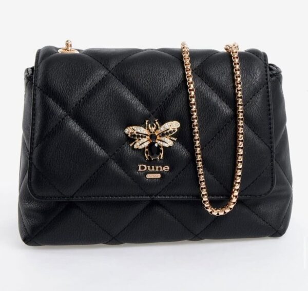Dune quilted flap butterfly detail bag in black