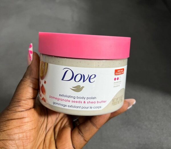 New Dove exfoliating body polish pomegranate seeds & shea butter scrub
