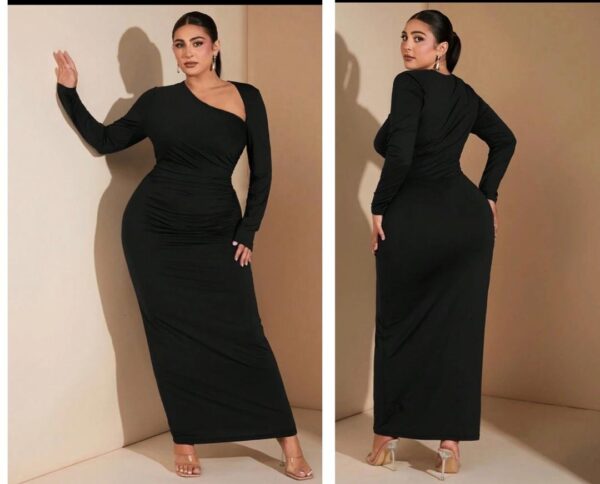 Shein Asymmetric cut dress midi dress in black 16