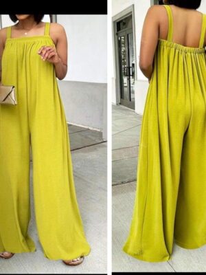 Shein cami wide leg jumpsuit in lemon yellow 18