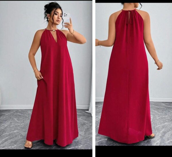 Shein halter neck maxi dress in red 16
