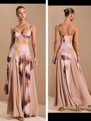 Shein cami classy girl date night brown ombre purple dress