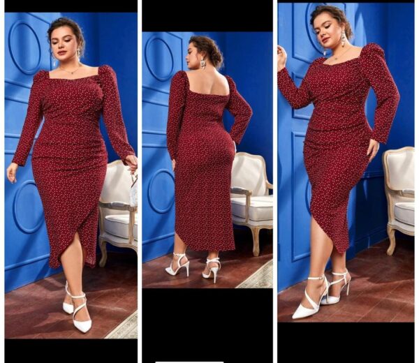 Shein plus burgundy midi polka dress 20/22