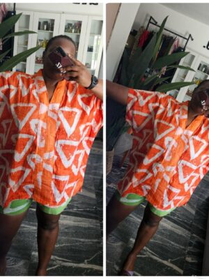 Adire lemon & orange pattern  Short set