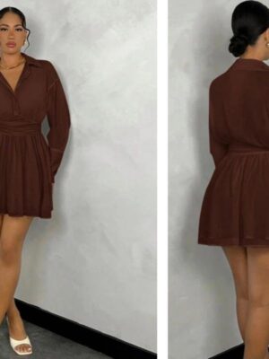 Shein A line brown shirt mesh  dress 12/14