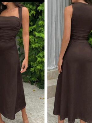 Shein tank sweetheart classy coffee brown dress  12/14