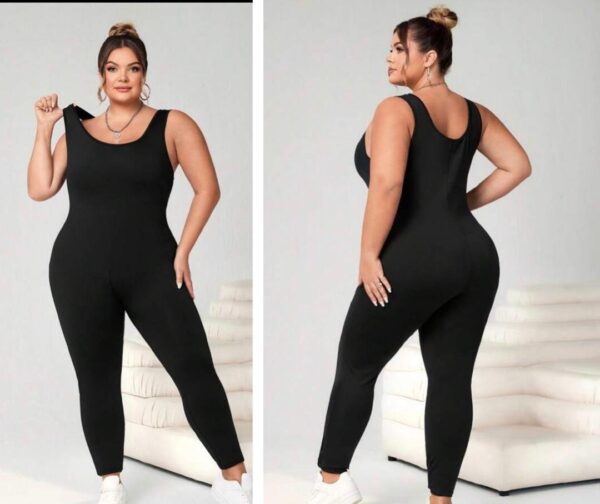 Shein plus size u neck high elasticity jumpsuit in black 22/24