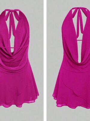 Shein halter girlie backless casual dress in hot pink 12/14