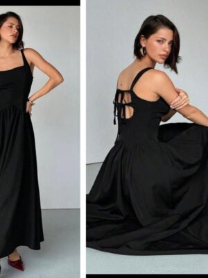 Shein cami square neck tie back baby girl in black 12/14