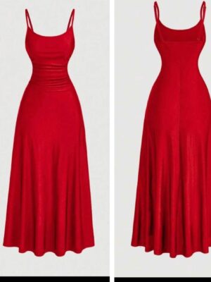 Shein cami red tea party midi dress 12/14
