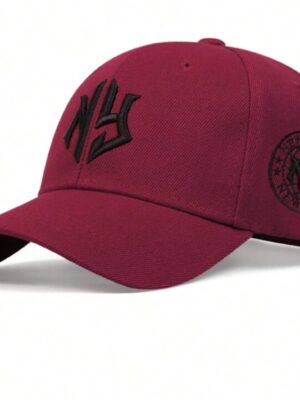 Shein New York Ny base ball cap with circle details in burgundy